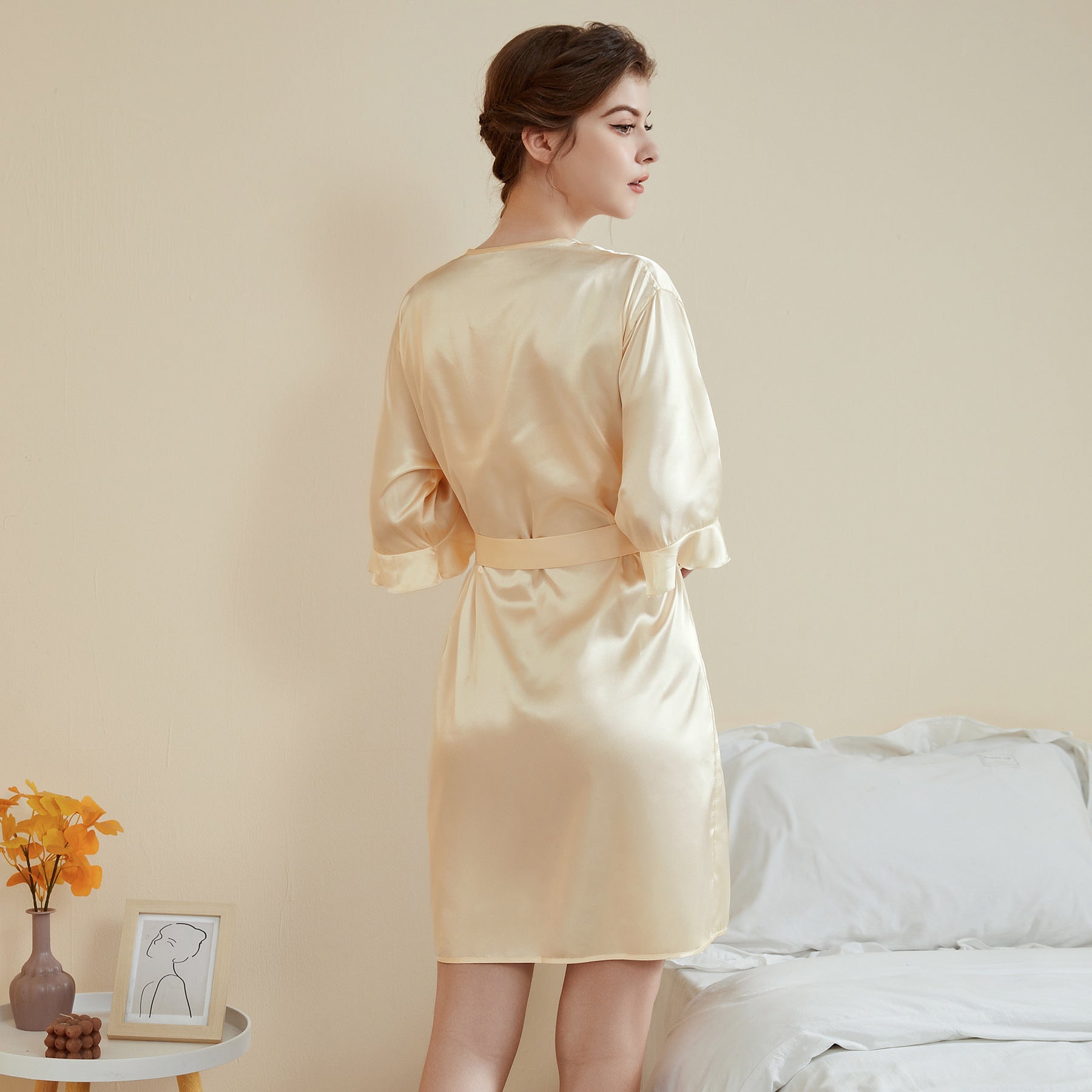 Ruffle Sleeve Cool Short Nightgown Bathrobe Home Wear Kamran Fashion