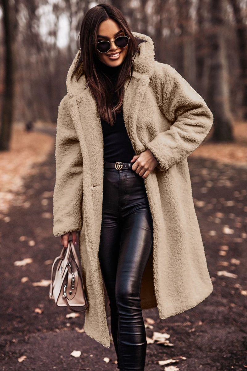 Autumn Winter Fashion Elegant Long Coat Woman Plush Warm Faux Fleece Coat Women Teddy Jacket Female Teddy Coat Outwear Ladies Kamran Fashion