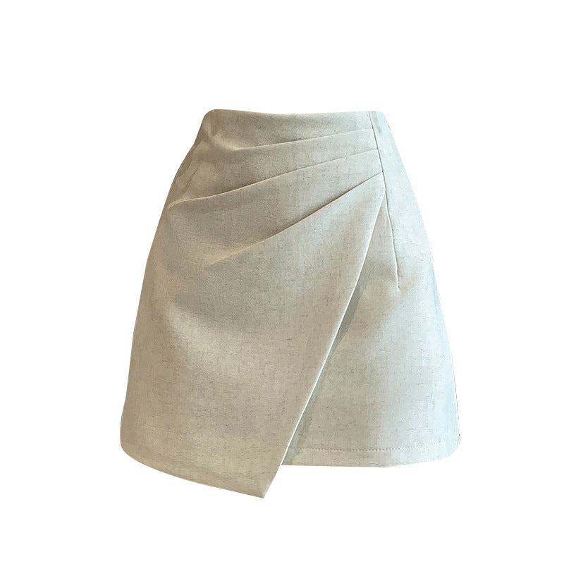 Pleated 4 Summer High Waist Covering Belly Thin A- Line Hip-wrapped Skirt Kamran Fashion