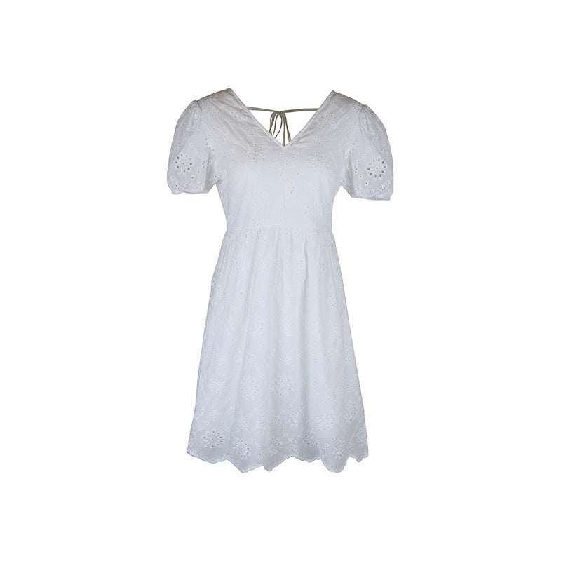 Women's Summer Wear V-free Neck Puff Sleeve Dress Kamran Fashion