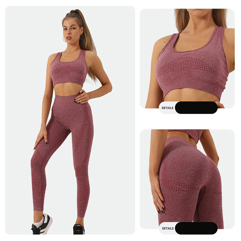 2PCS Seamless Yoga Set Women Tracksuit High Waist Leggings Workout Sportswear Gym Clothing Fitness Crop Top Sports Suits Gym Set Kamran Fashion