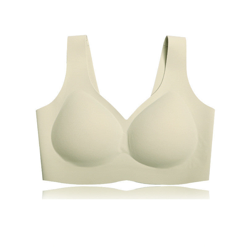 Namijiao New Air Traceless Underwear Women"s Air Rimless Bra Integrated Fixed Cup Sleeping Bra Kamran Fashion