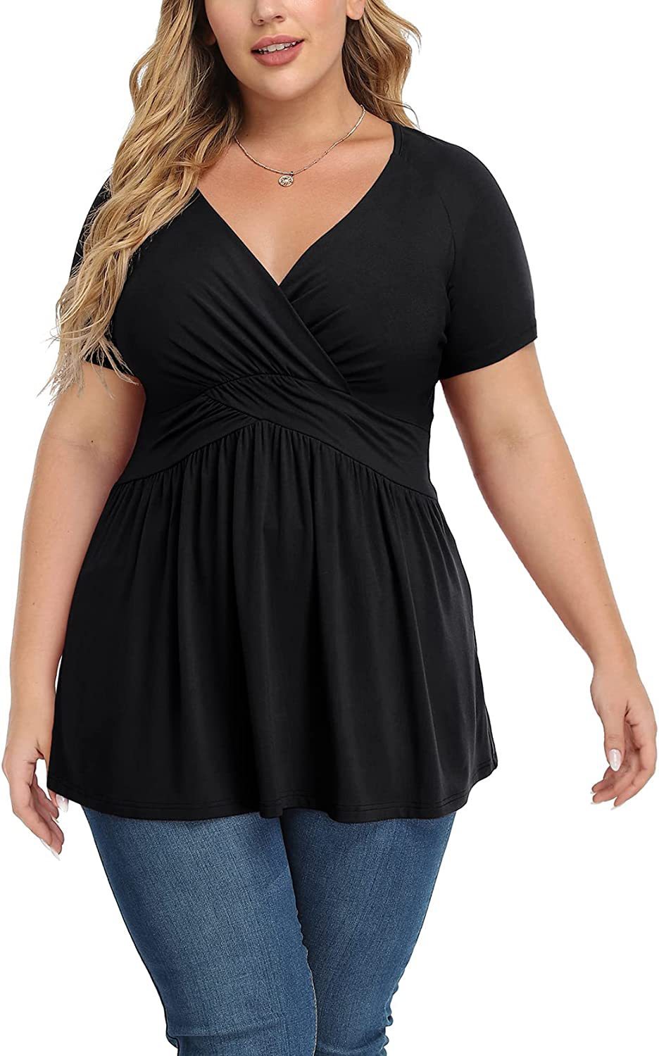 Women's Plus Size T-shirt V-neck Top Kamran Fashion