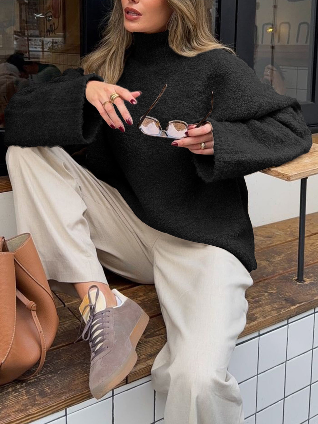 Casual Woolen Long Sleeve Coat Sweater Women Kamran Fashion