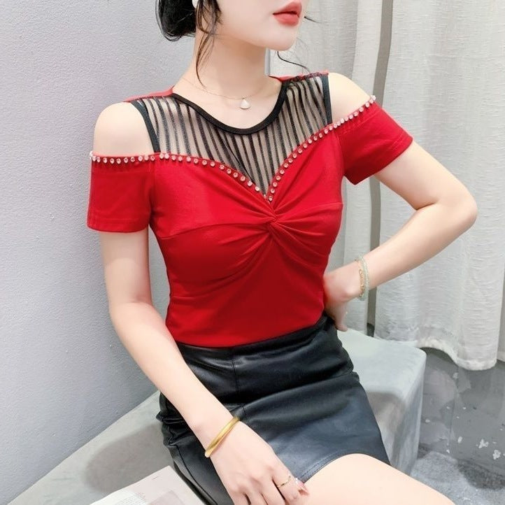 Fashion Hot Girl Sexy Off-shoulder T-shirt Women's Summer Kamran Fashion