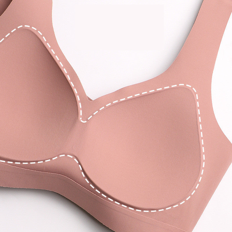 Namijiao New Air Traceless Underwear Women"s Air Rimless Bra Integrated Fixed Cup Sleeping Bra Kamran Fashion