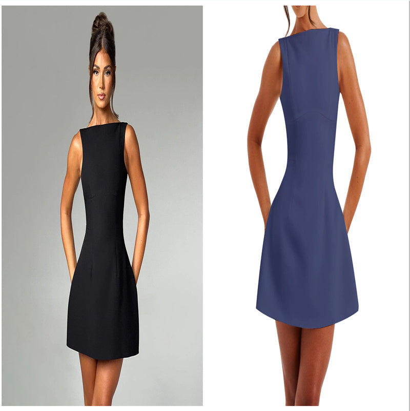 Sexy Slim-fitting Backless Dress Summer Sleeveless Short Dresses Kamran Fashion
