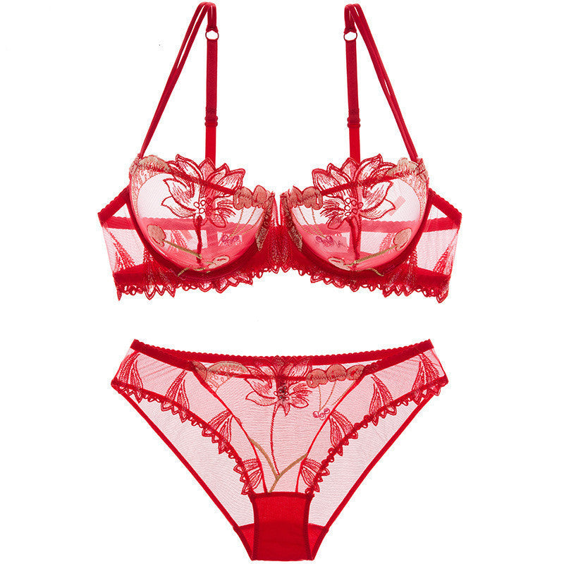 Underwear explosions transparent mesh embroidered bra bra set Kamran Fashion