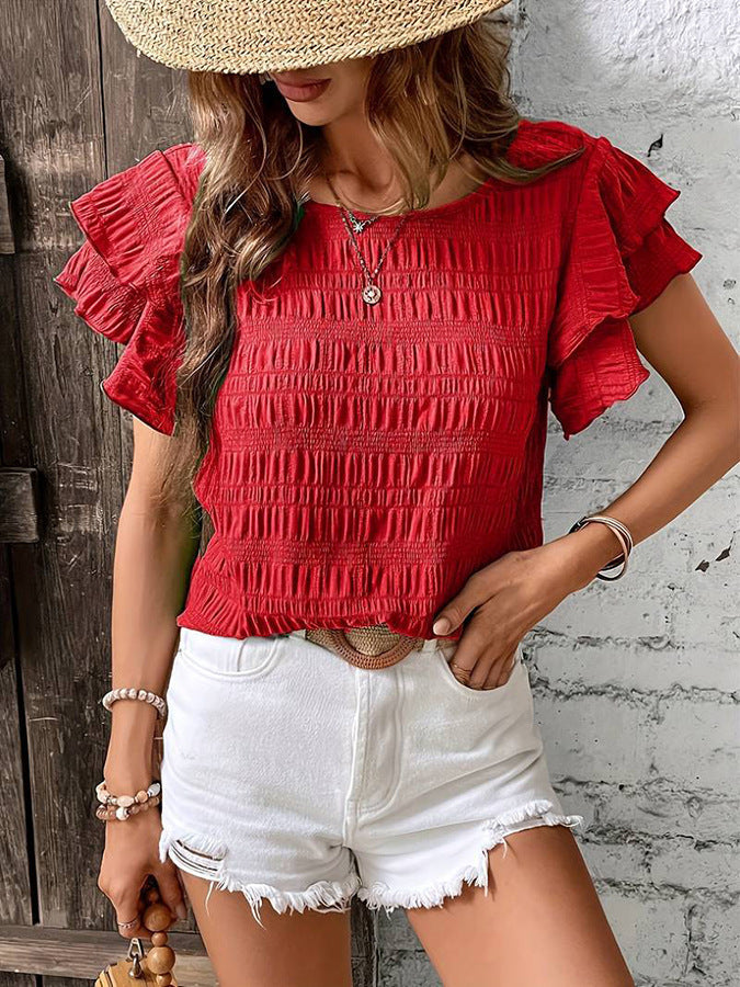 Fashion New Ruffle Sleeve Casual Top For Women Kamran Fashion
