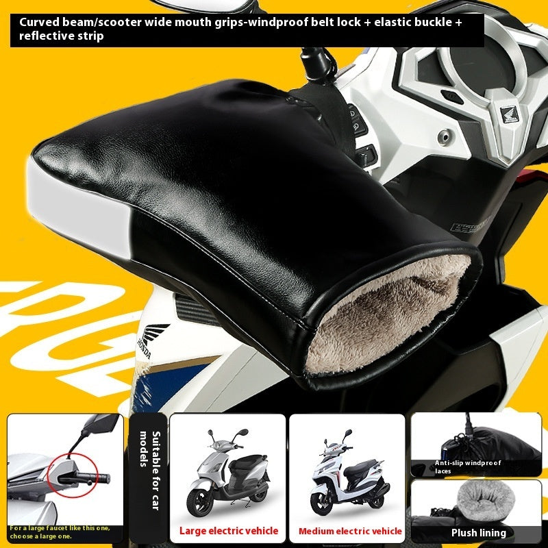 Electric Motorcycle Handle Grip Winter Thermal Waterproof Windshield Gloves Fleece-lined Hand Guard Kamran Fashion