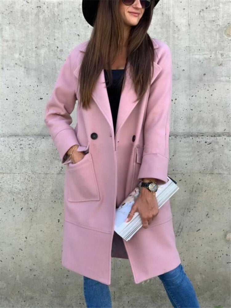 Woolen coat with button pocket and collar Kamran Fashion