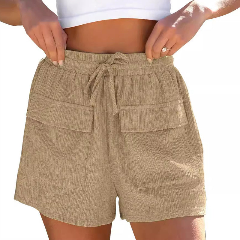 Summer Drawstring Shorts With Pockets Casual Sports Pants Womens Clothing Kamran Fashion
