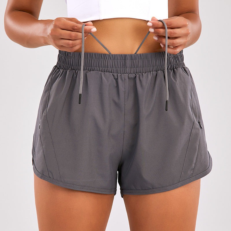 Summer Sports Shorts With Zipper Pockets Breathable Loose Anti-exposure Outdoor Running Fitness Pants For Womens Clothing Kamran Fashion