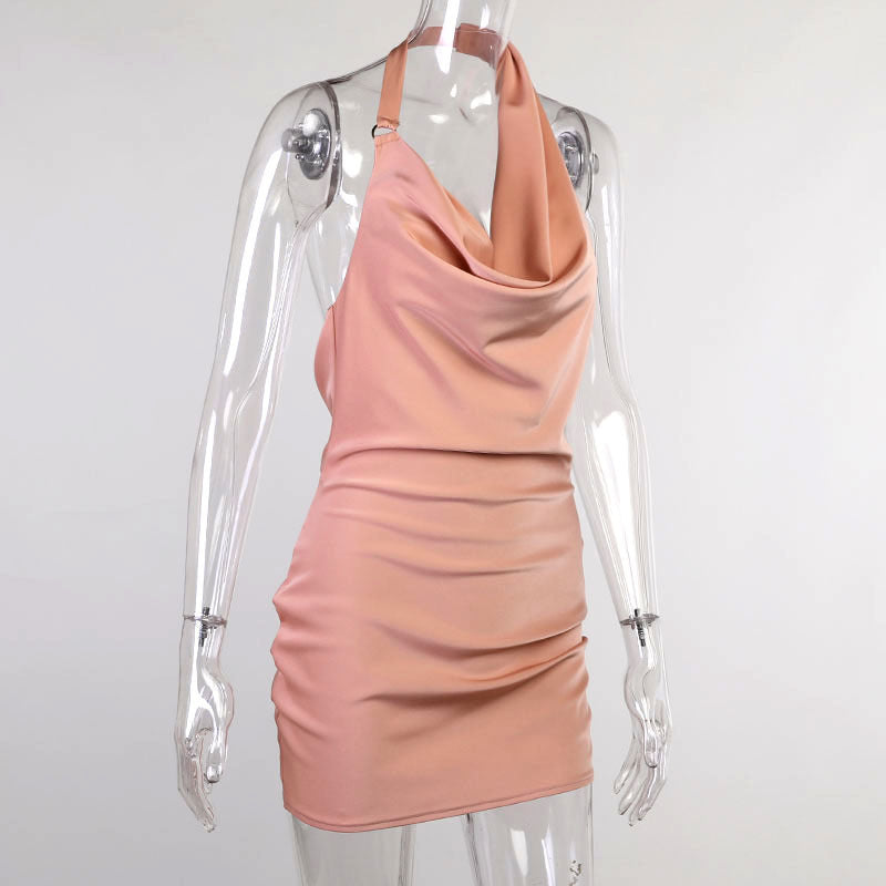Satin Party Dress V Neck Backless Mini Sleeveless Summer Party Dress Kamran Fashion