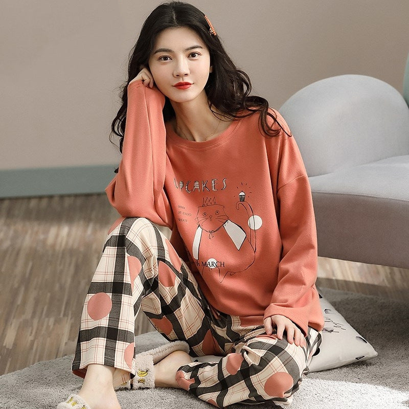 Pajamas Set Women Cute Cartoon Print Sleepwear 2 Piece Lounge Sets Kamran Fashion
