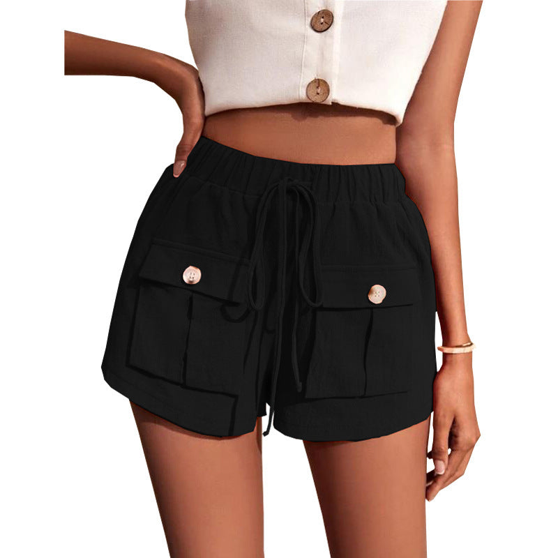Casual Cargo Shorts With Pocket Loose Drawstring Pants Summer Women Kamran Fashion