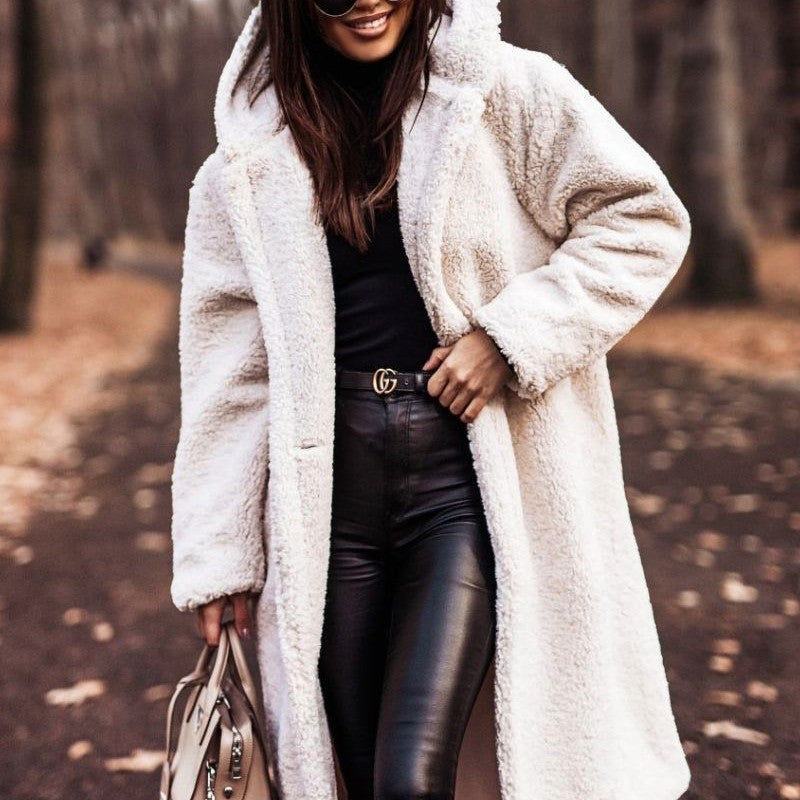 Autumn Winter Fashion Elegant Long Coat Woman Plush Warm Faux Fleece Coat Women Teddy Jacket Female Teddy Coat Outwear Ladies Kamran Fashion