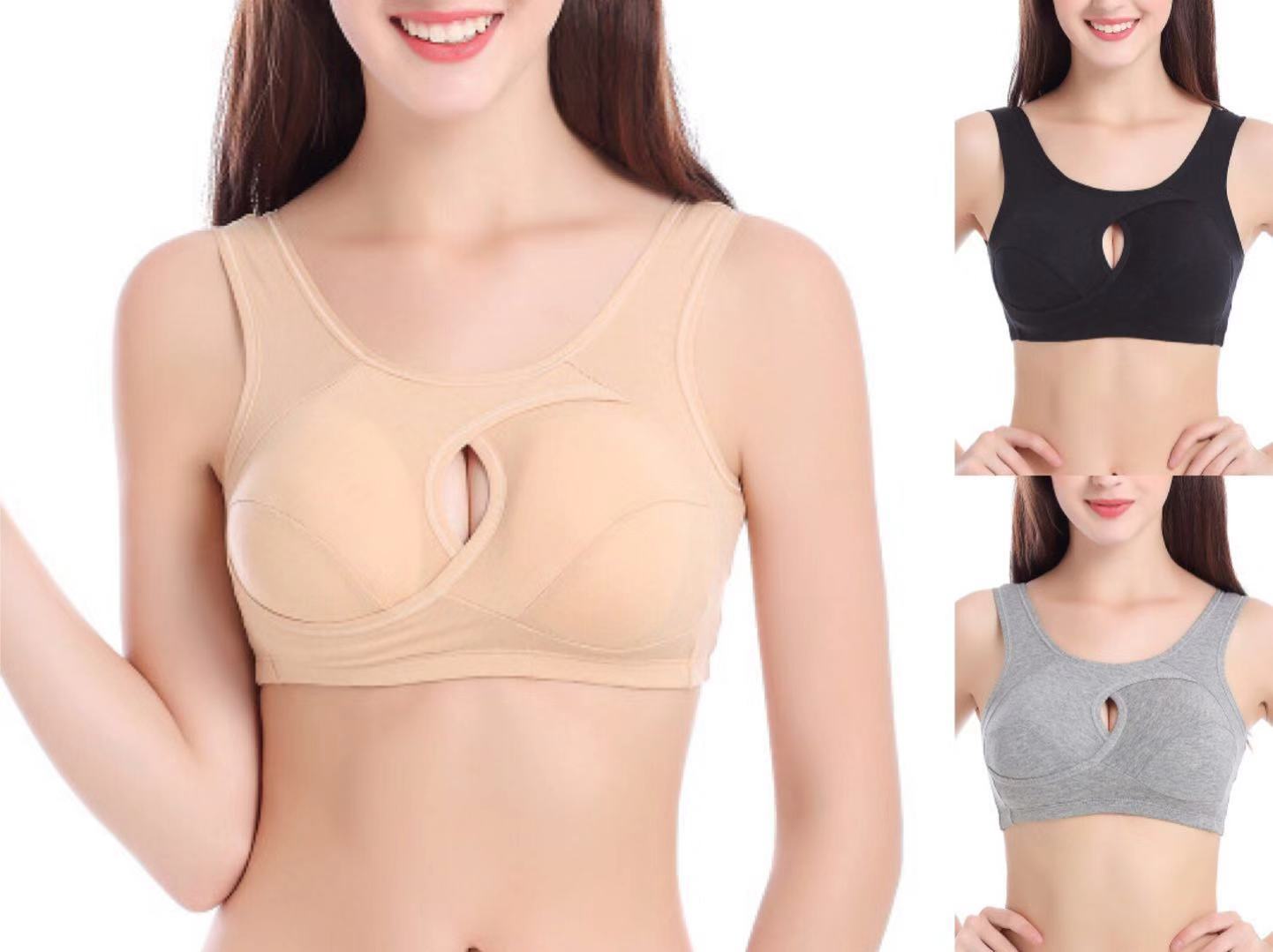 Plus Size Women Bra Ladies Cotton Quake-Proof Underwear Sleep Tops No Buckles Non Wire Lingerie With Removable Padded Kamran Fashion