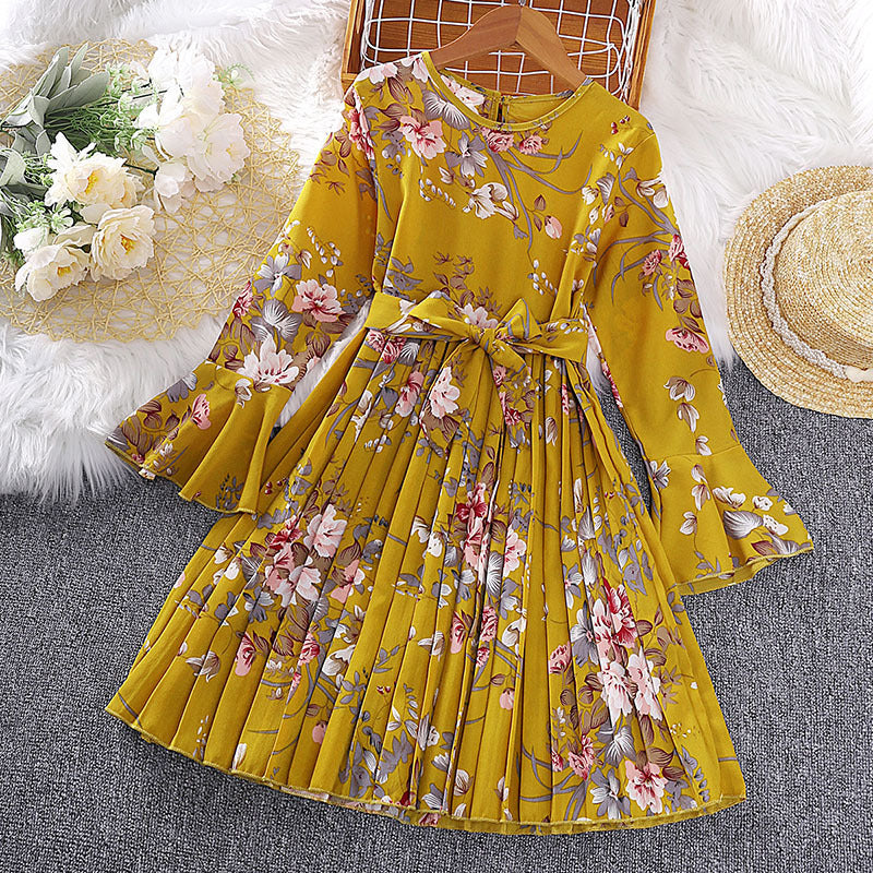 Explosive Kids Korean Printed Long Sleeve Children's Princess Dress Kamran Fashion