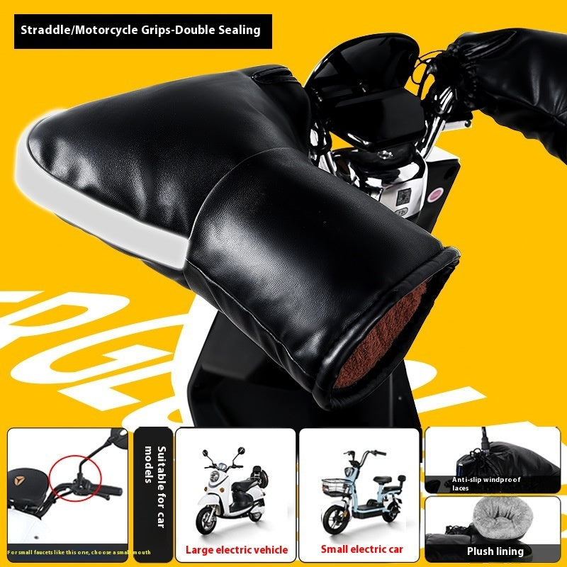 Electric Motorcycle Handle Grip Winter Thermal Waterproof Windshield Gloves Fleece-lined Hand Guard Kamran Fashion