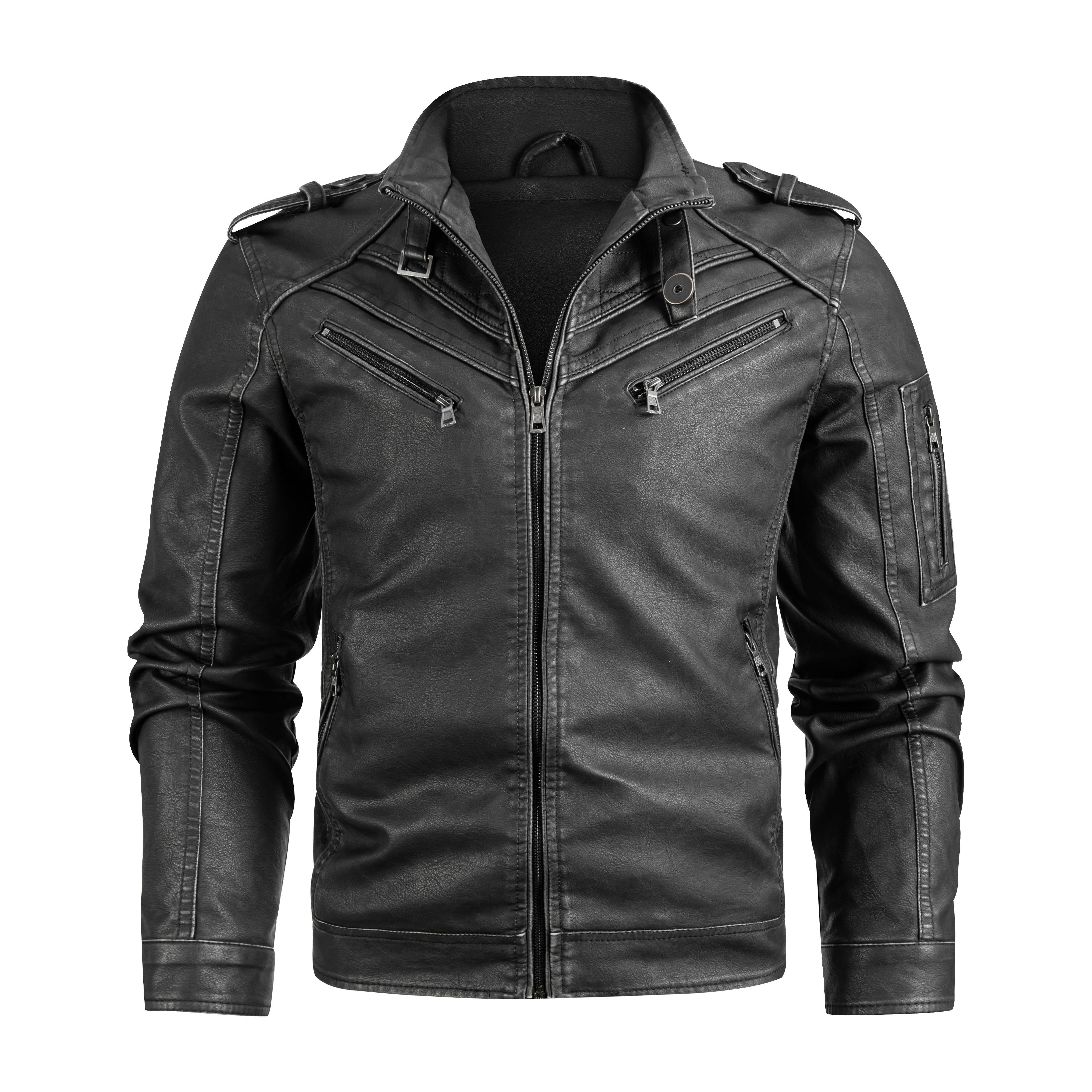 Men's Black Pu Leather Biker Jacket VINTAGE REAL MOTORCYCLE JACKETS FOR MEN Kamran Fashion
