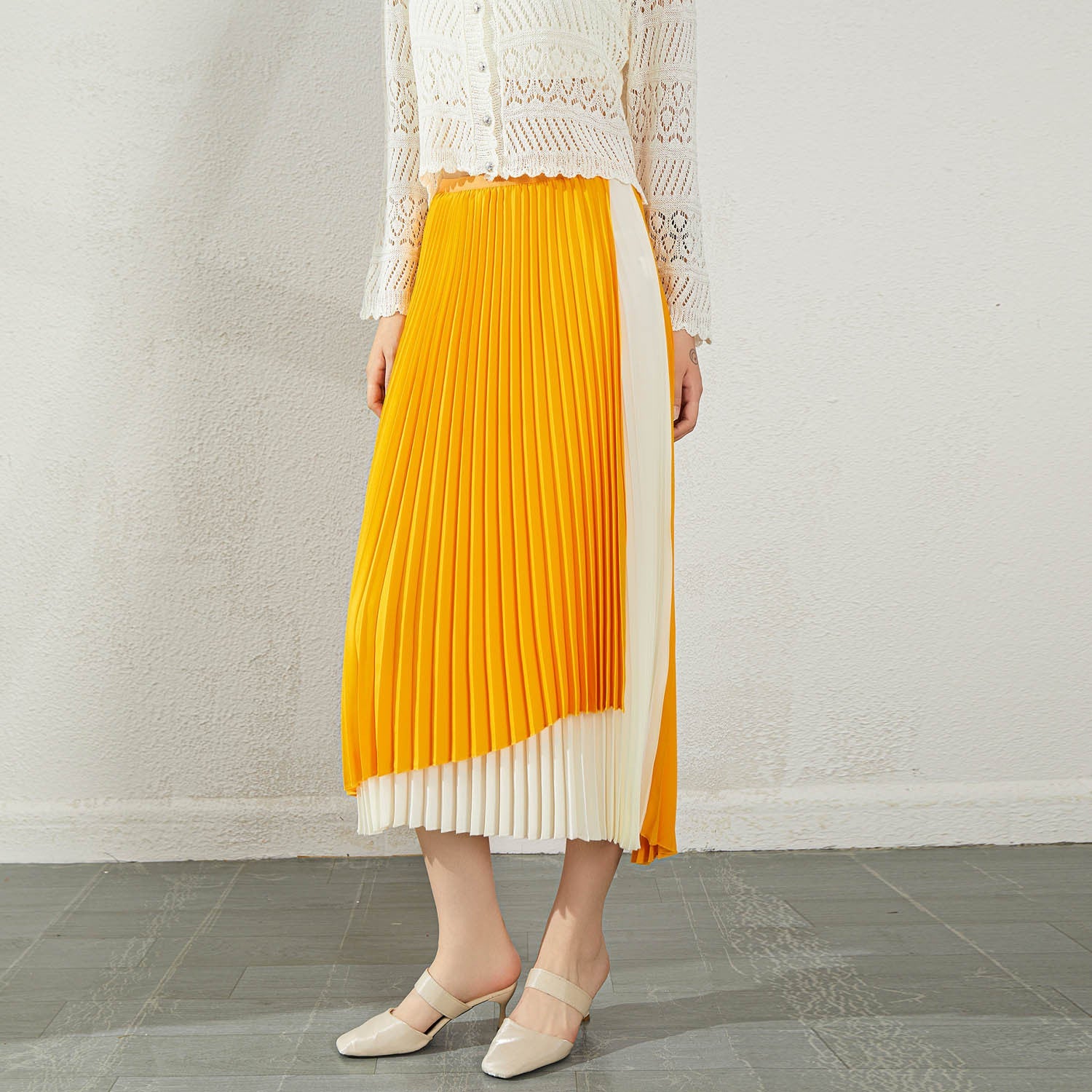 Women's Summer High Waist Irregular Color Matching Chiffon Skirt Kamran Fashion