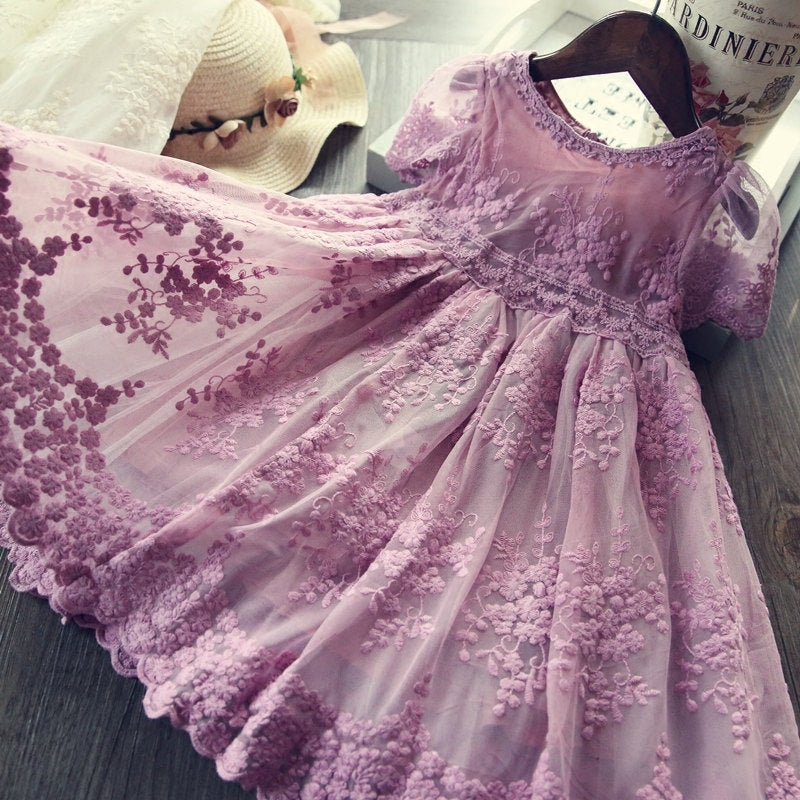 Big Kids Long-sleeved Princess Lace Dress Kamran Fashion