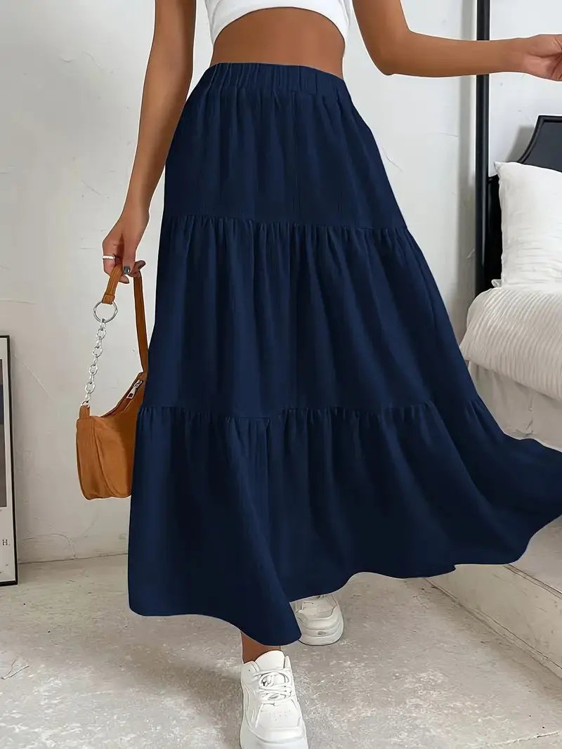 European And American Style Women Summer Bohemian Pleated Layered Long Skirt Kamran Fashion
