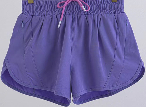 Summer Sports Shorts With Zipper Pockets Breathable Loose Anti-exposure Outdoor Running Fitness Pants For Womens Clothing Kamran Fashion