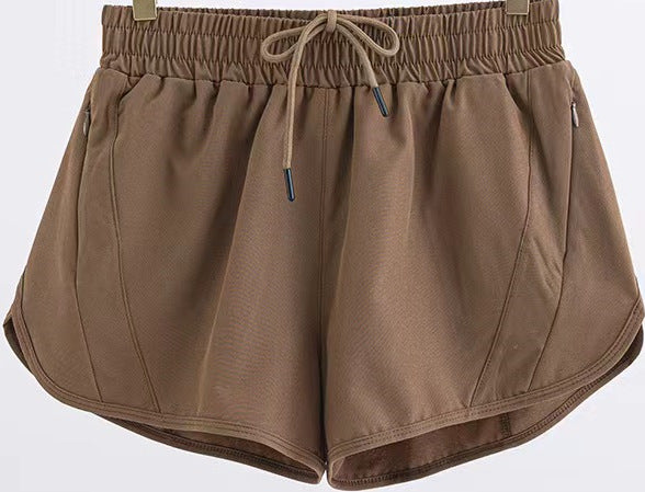 Summer Sports Shorts With Zipper Pockets Breathable Loose Anti-exposure Outdoor Running Fitness Pants For Womens Clothing Kamran Fashion