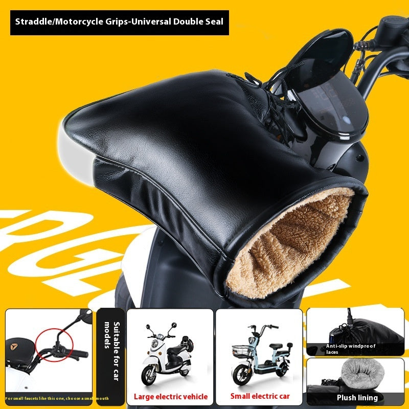 Electric Motorcycle Handle Grip Winter Thermal Waterproof Windshield Gloves Fleece-lined Hand Guard Kamran Fashion