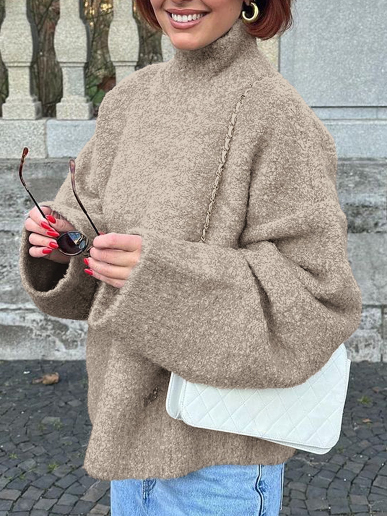 Casual Woolen Long Sleeve Coat Sweater Women Kamran Fashion