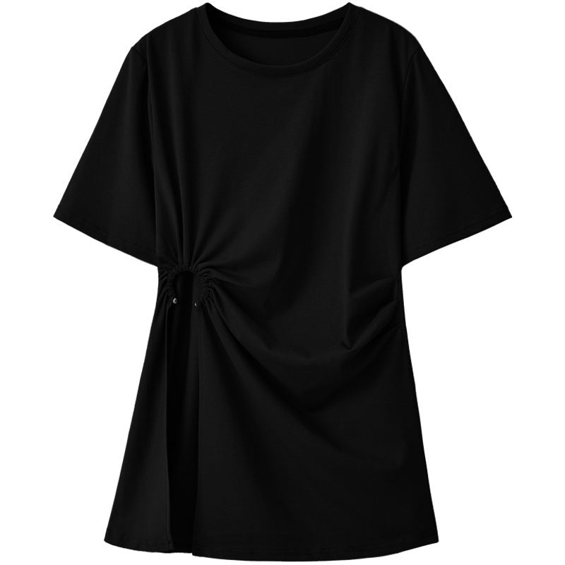 Cotton Irregular Split Short-sleeved T-shirt Women's Summer Kamran Fashion