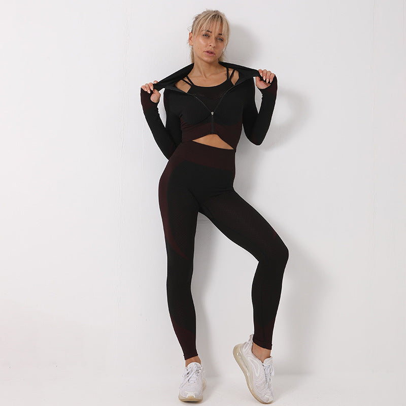 3PCS Yoga Set Seamless Sport Set Women Gym Clothing Leggings Women Crop Top Sports Bra Women Fitness Gym Set Womens Outfits Tracksuit Kamran Fashion