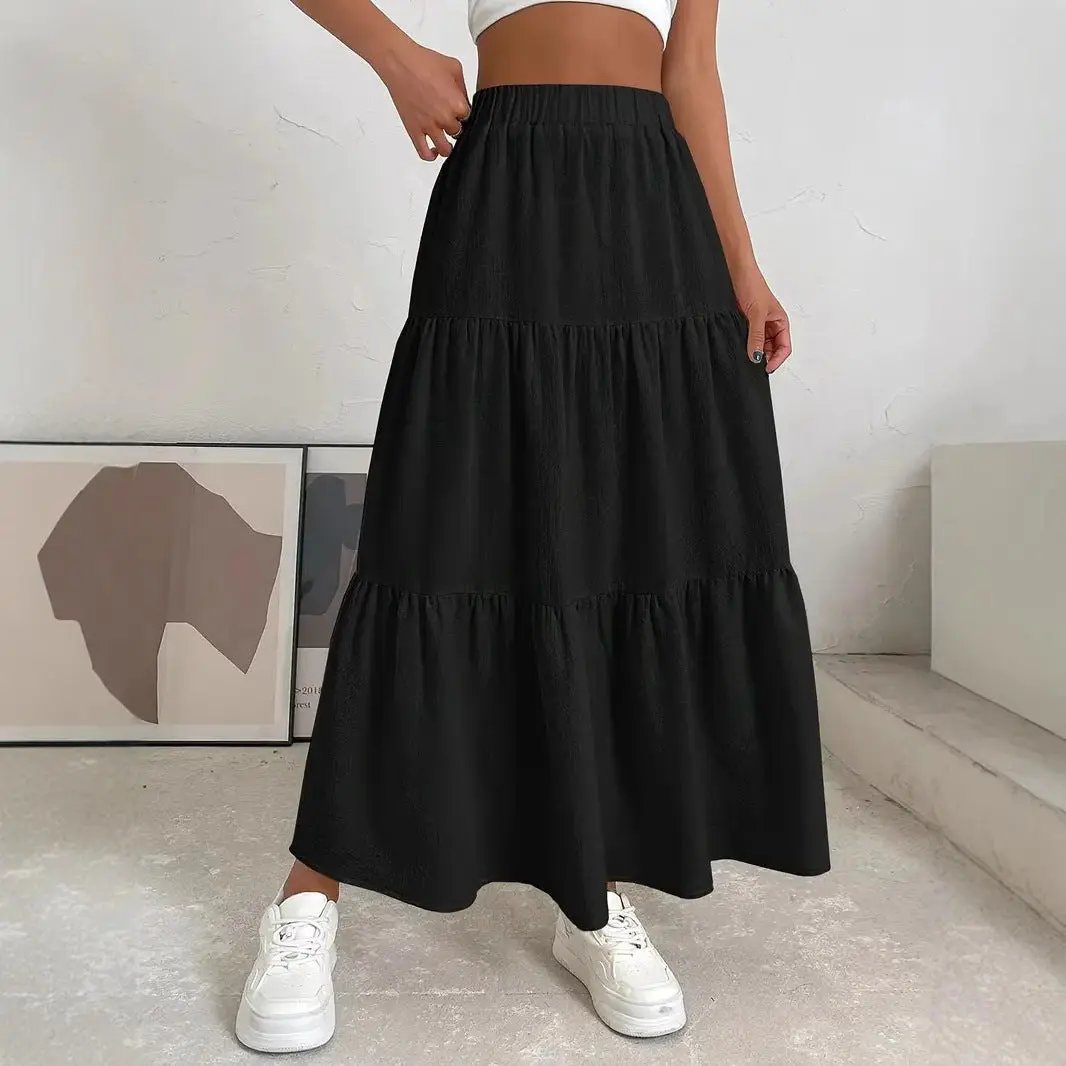 European And American Style Women Summer Bohemian Pleated Layered Long Skirt Kamran Fashion