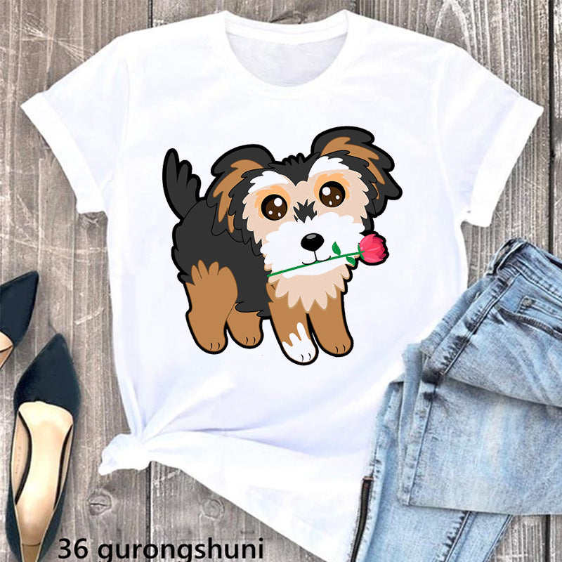 Summer Women's Clothing Schnauzer Dog Women's Printed Wear Clothes T-shirt Women Kamran Fashion
