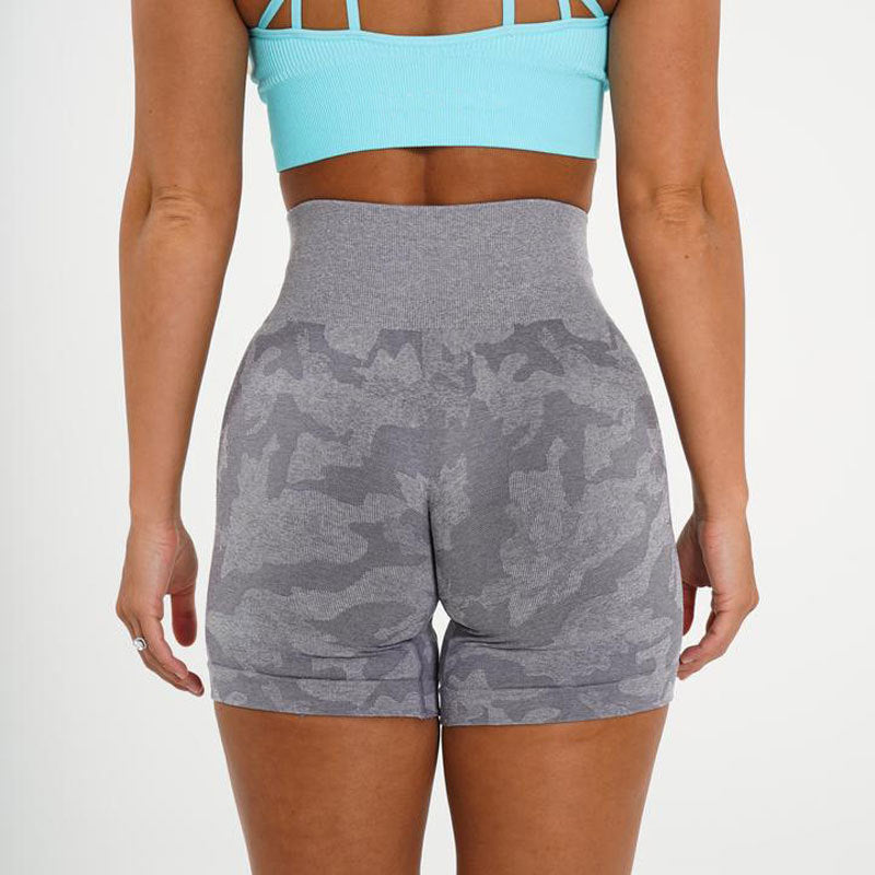 Women's Camo Jacquard Seamless Gym Shorts Kamran Fashion