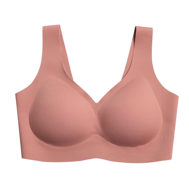 Namijiao New Air Traceless Underwear Women"s Air Rimless Bra Integrated Fixed Cup Sleeping Bra Kamran Fashion