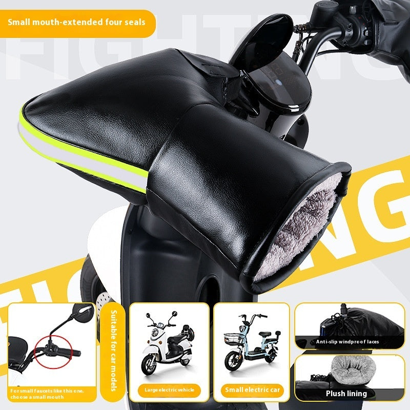 Electric Motorcycle Handle Grip Winter Thermal Waterproof Windshield Gloves Fleece-lined Hand Guard Kamran Fashion