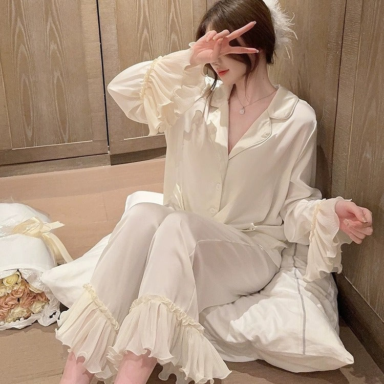 Fashion Ice Silk Pajamas Ruffled Women Kamran Fashion