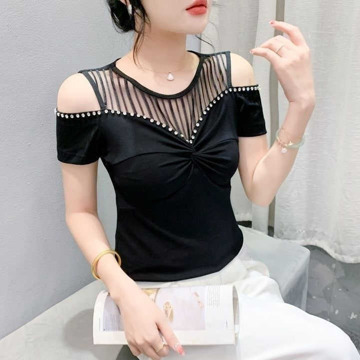 Fashion Hot Girl Sexy Off-shoulder T-shirt Women's Summer Kamran Fashion