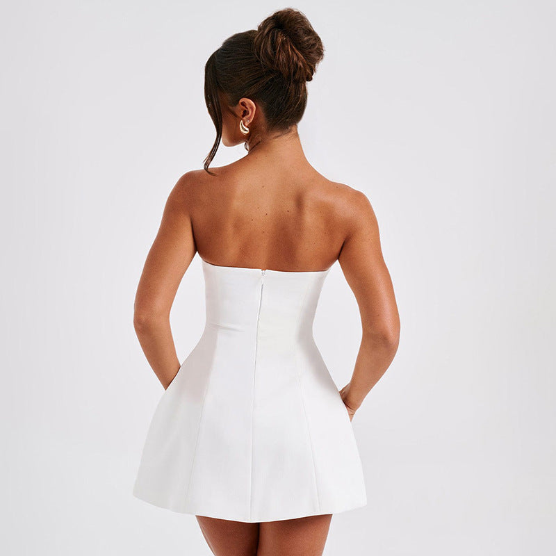 Fashion Tube Dress Summer Solid Color Sasual Backless Slim Short Dresses Party Womens Clothing Kamran Fashion