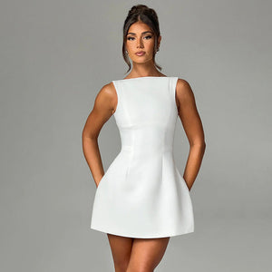 Sexy Slim-fitting Backless Dress Summer Sleeveless Short Dresses Kamran Fashion
