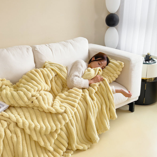 Soft Wind Bubble Velvet Blanket Warm Solid Rabbit Fur Blankets Double-sided Thickening Cover Throw Warm Fur Blanket Kamran Fashion