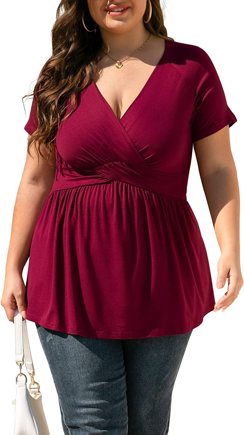 Women's Plus Size T-shirt V-neck Top Kamran Fashion