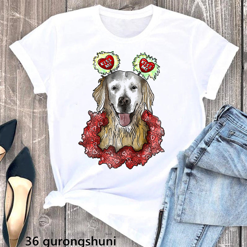 Summer Women's Clothing Schnauzer Dog Women's Printed Wear Clothes T-shirt Women Kamran Fashion