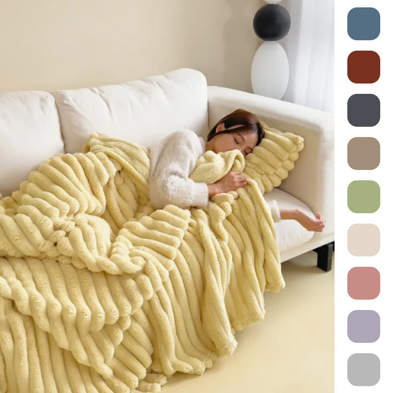 Soft Wind Bubble Velvet Blanket Warm Solid Rabbit Fur Blankets Double-sided Thickening Cover Throw Warm Fur Blanket Kamran Fashion