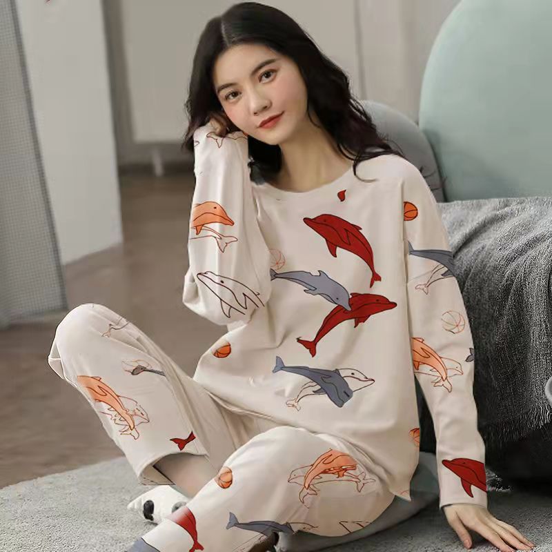 Pajamas Set Women Cute Cartoon Print Sleepwear 2 Piece Lounge Sets Kamran Fashion