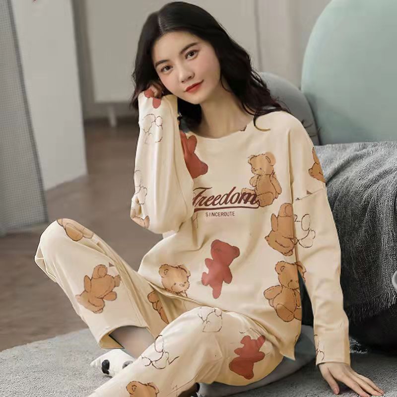 Pajamas Set Women Cute Cartoon Print Sleepwear 2 Piece Lounge Sets Kamran Fashion