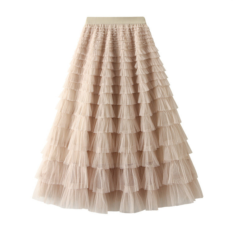 Women's Clothing Spring And Summer New High Waist Mid-length Design Full Of Versatile Slimming Fairy Lady Skirt Kamran Fashion